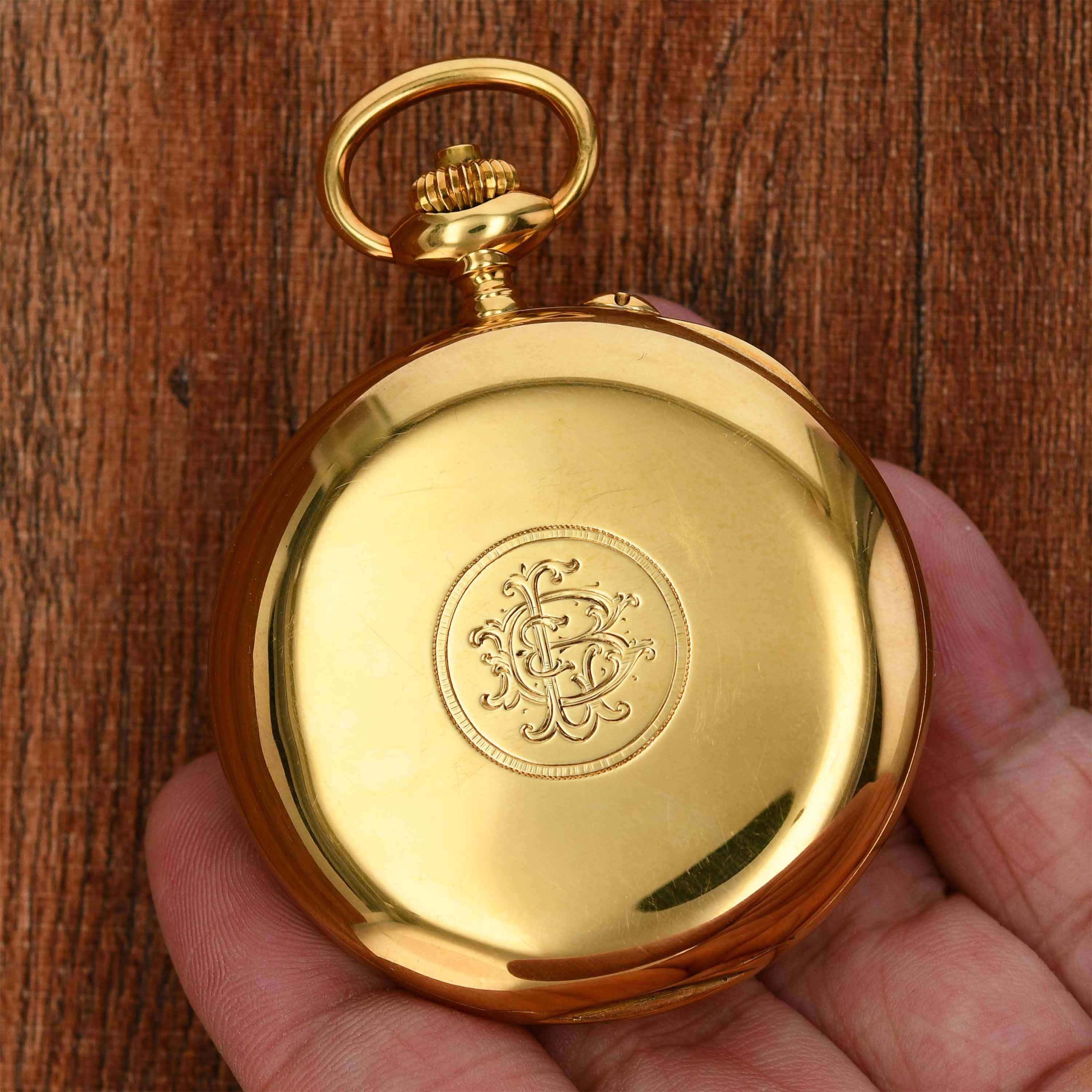 Vacheron Constantin Doctor’s pocket watch, chronograph, pulsometer scale, enamel dial in yellow gold img main4